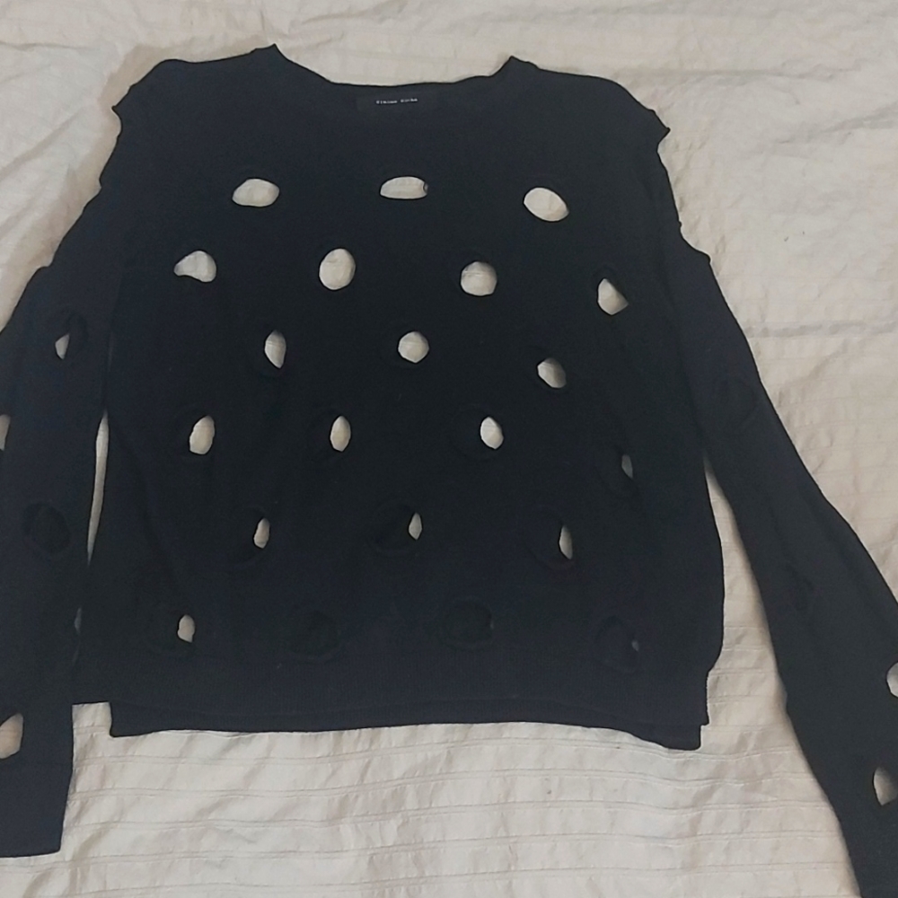Simone Rocha Merino Wool Sweater/Black/Holes/Stretchy/Size M/Desgner